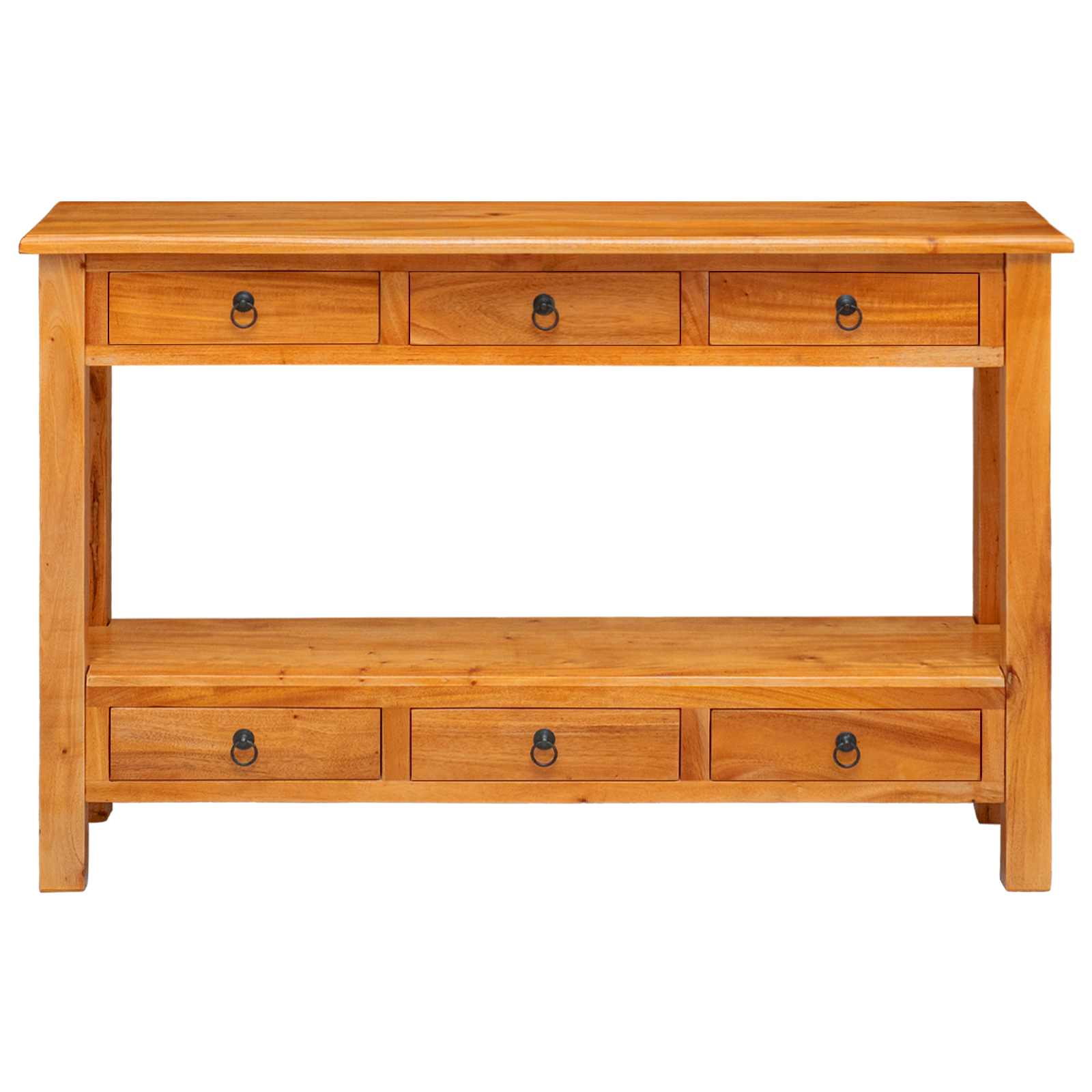 Konsolentisch Natur 115 x 32 x 76 cm Massives Mahagoni Holz