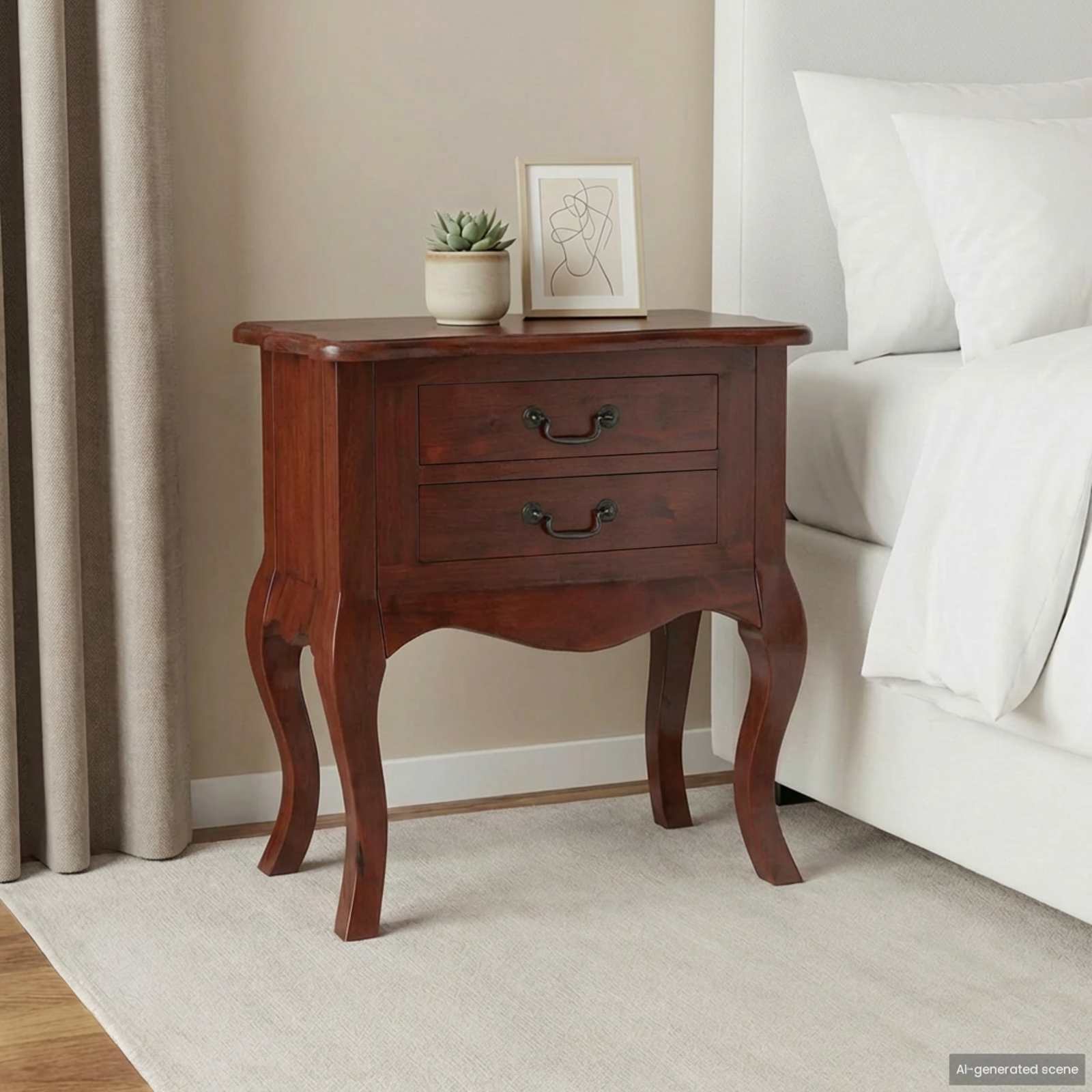 Beistelltisch Braun 60,5 x 30 x 61 cm Massives Mahagoni Holz
