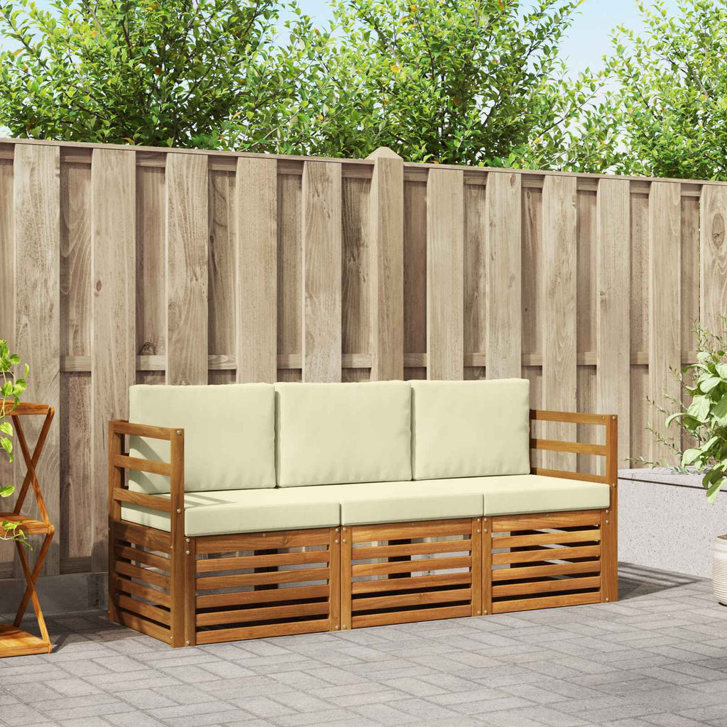 Sofagarnituren 3 pcs Natur und Creme Massivholz Akazie