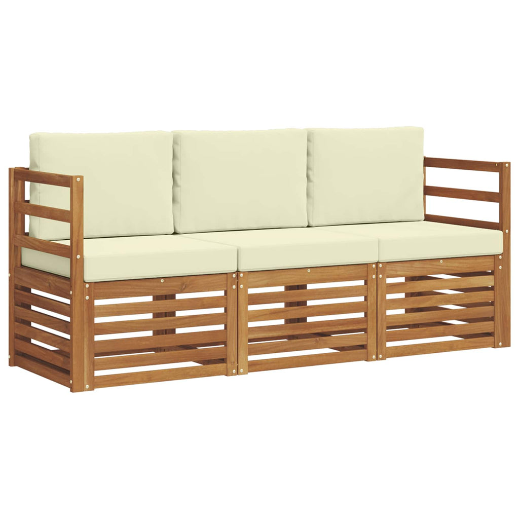 Sofagarnituren 3 pcs Natur und Creme Massivholz Akazie