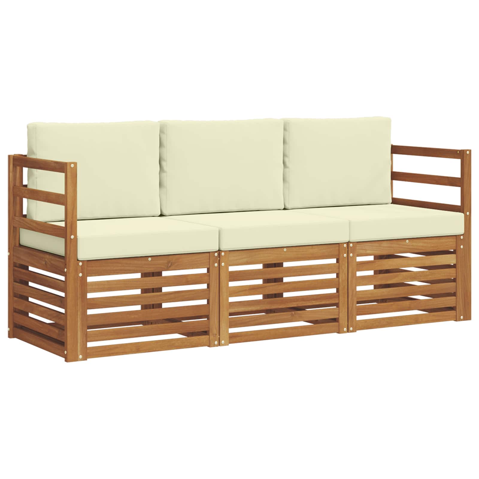 Sofagarnituren 3 pcs Natur und Creme Massivholz Akazie