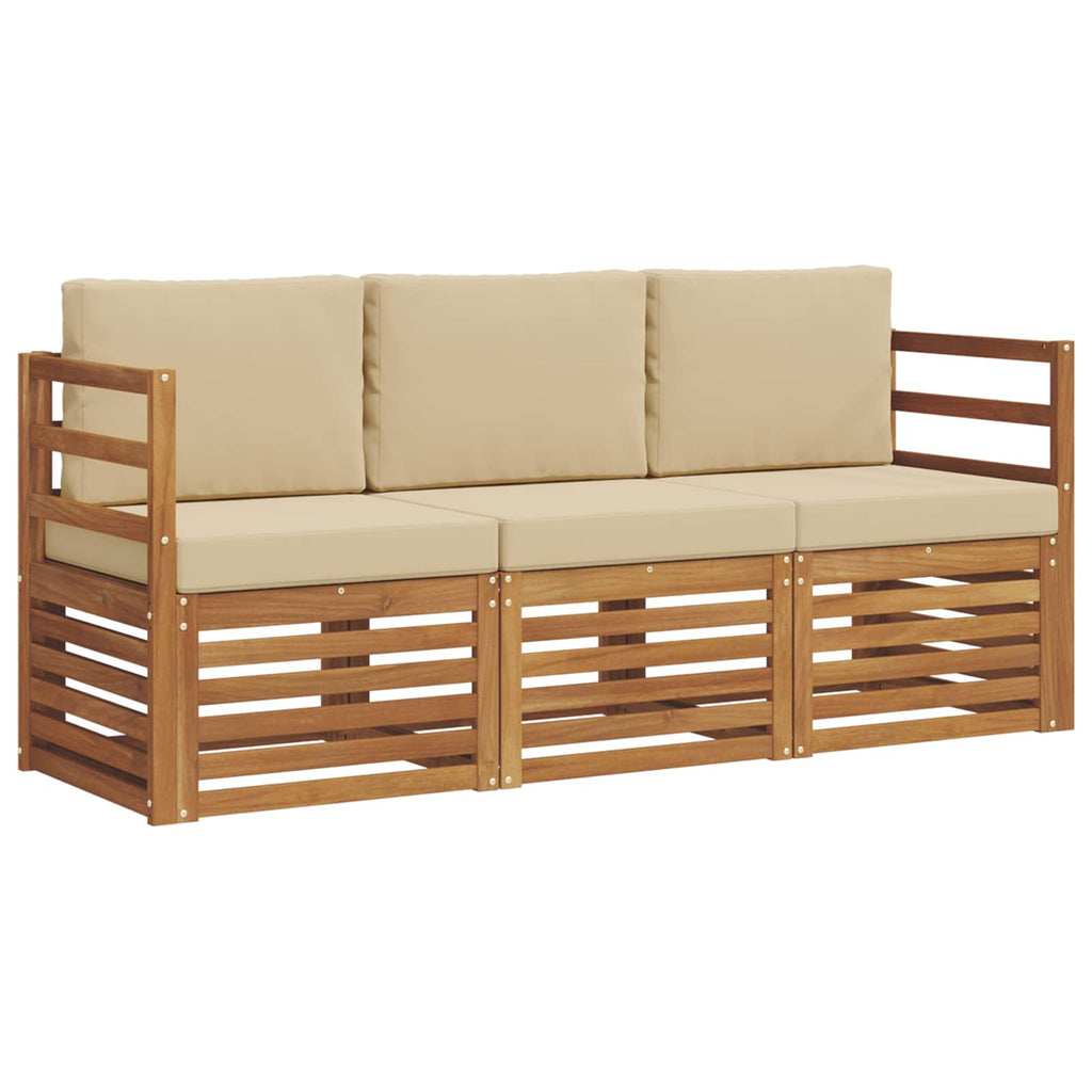 Sofagarnituren 3 pcs Natur und Beige Massivholz Akazie