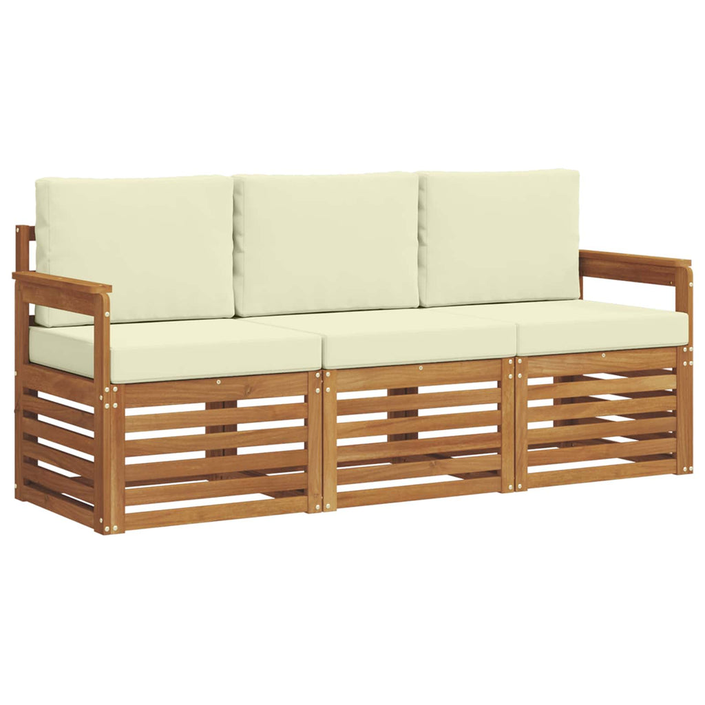 Sofagarnituren 3 pcs Natur und Creme Massivholz Akazie