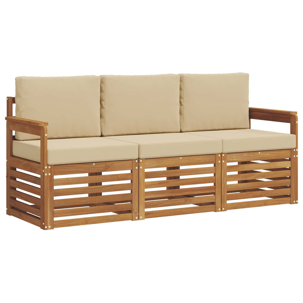 Sofagarnituren 3 pcs Natur und Beige Massivholz Akazie