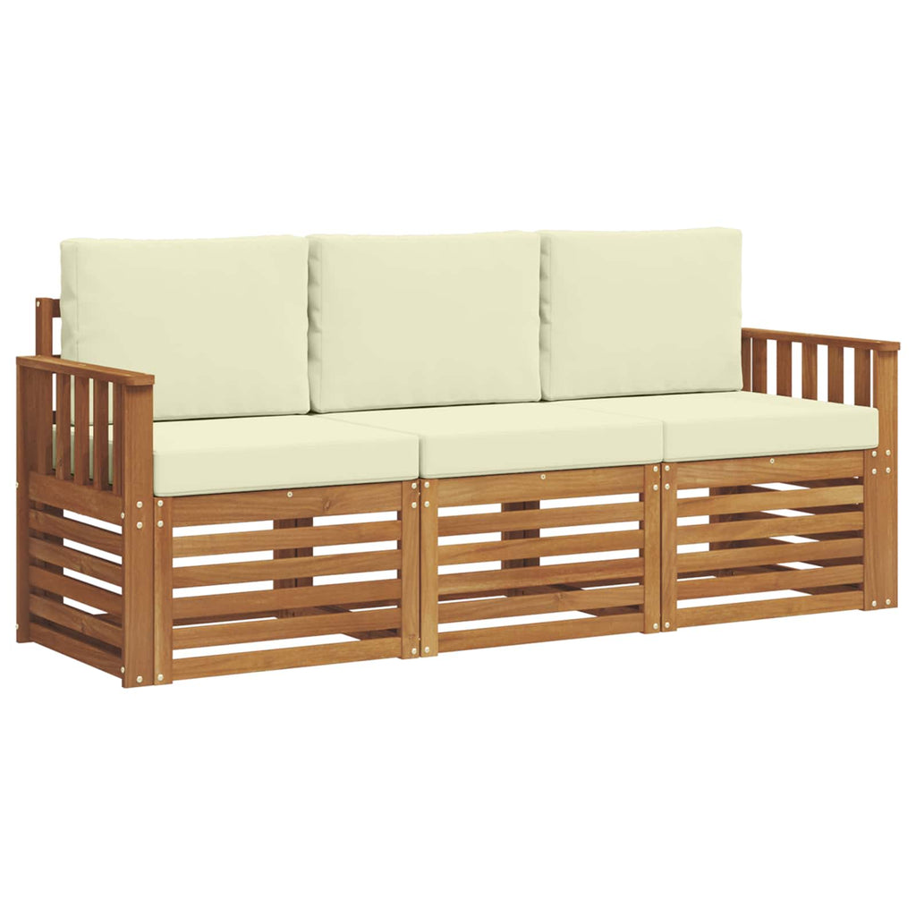 Sofagarnituren 3 pcs Natur und Creme Massivholz Akazie
