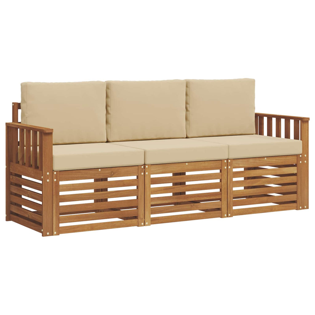 Sofagarnituren 3 pcs Natur und Beige Massivholz Akazie