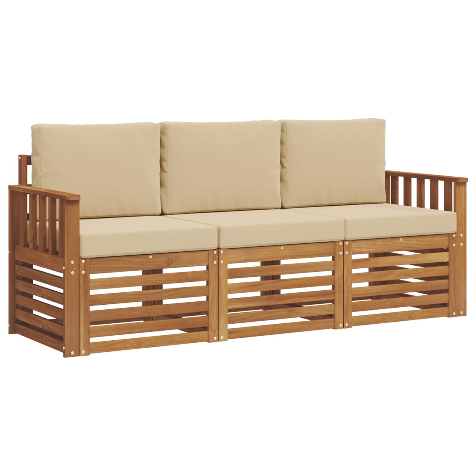 Sofagarnituren 3 pcs Natur und Beige Massivholz Akazie