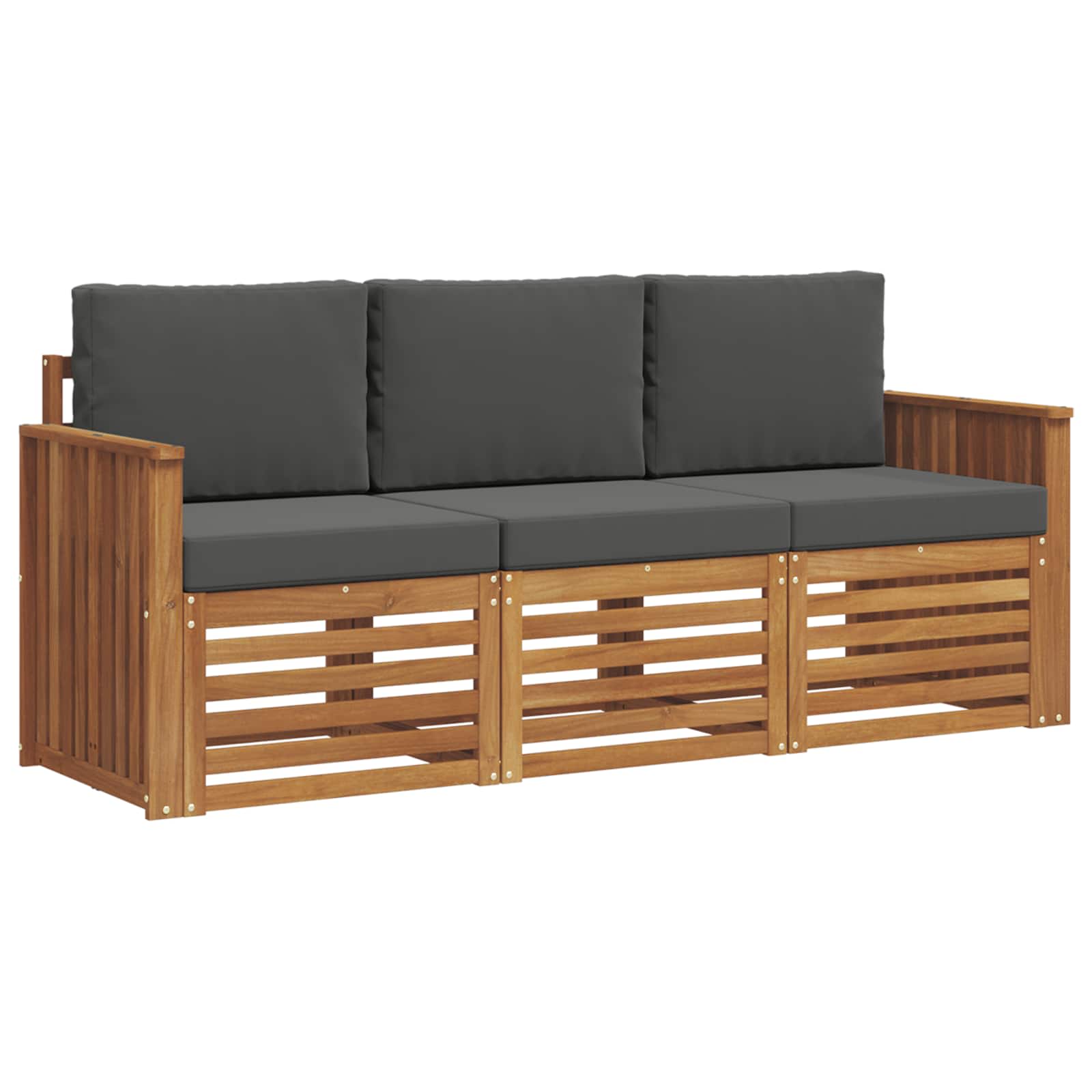 Sofagarnituren 3 pcs Natur und Anthrazit Massivholz Akazie