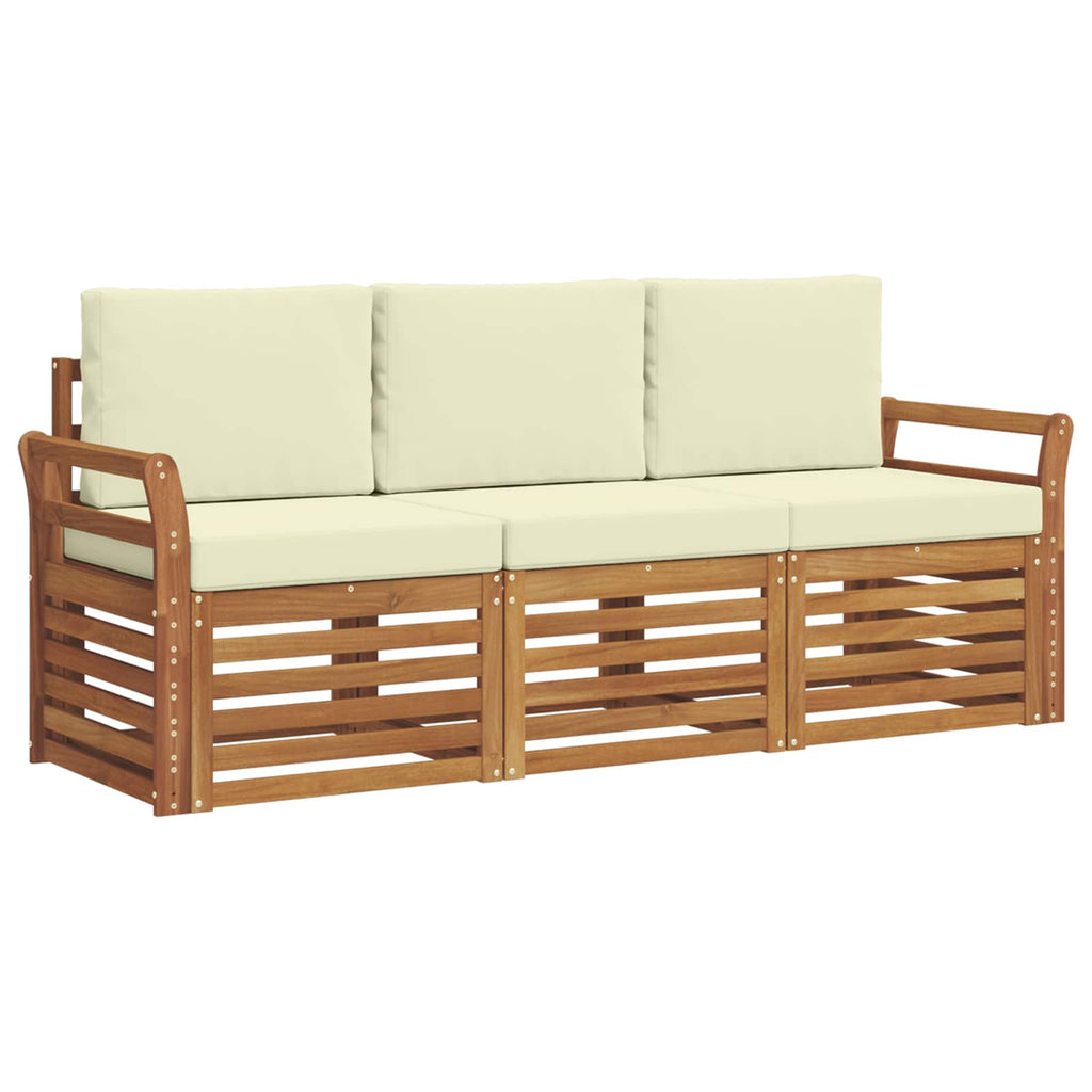 Sofagarnituren 3 pcs Natur und Creme Massivholz Akazie