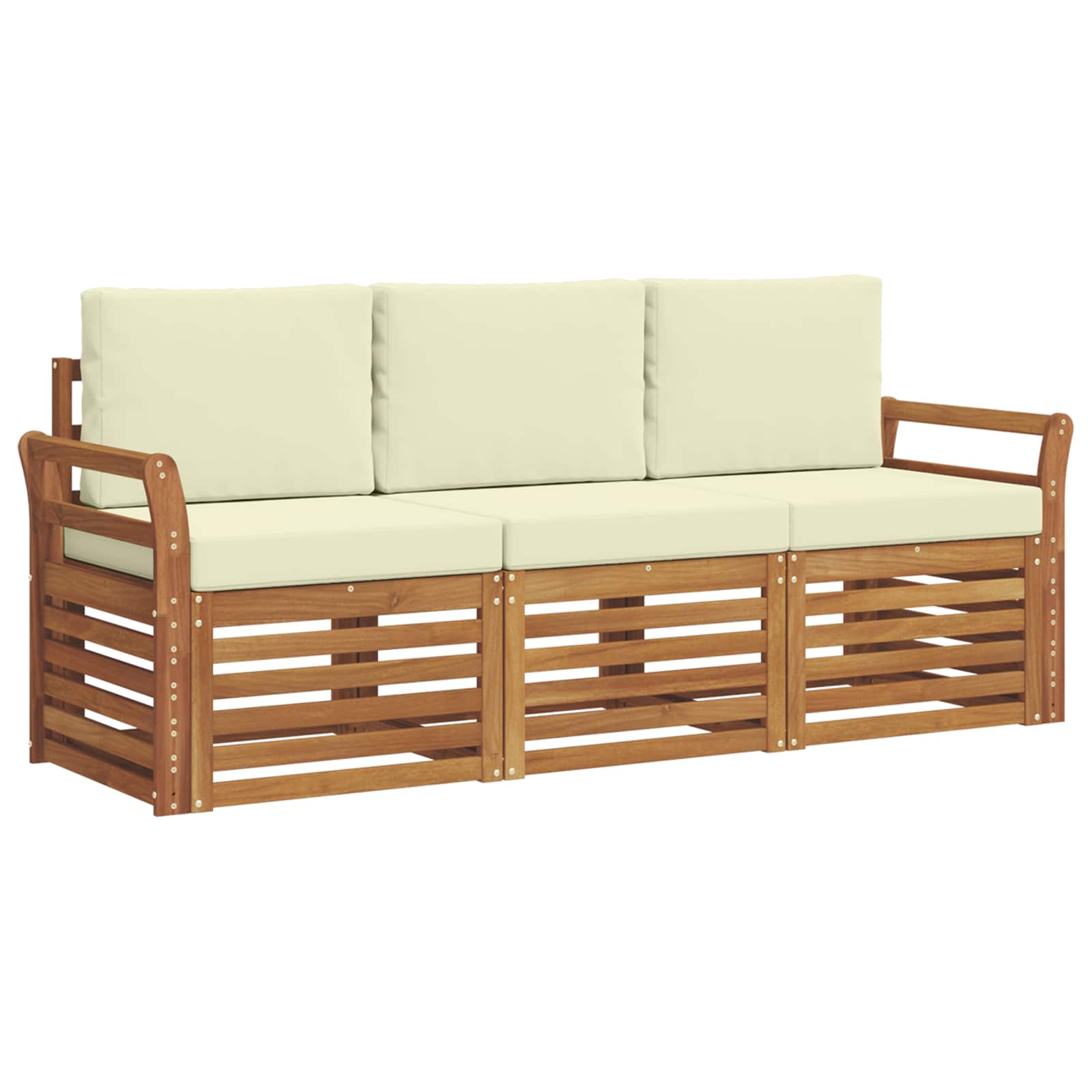 Sofagarnituren 3 pcs Natur und Creme Massivholz Akazie