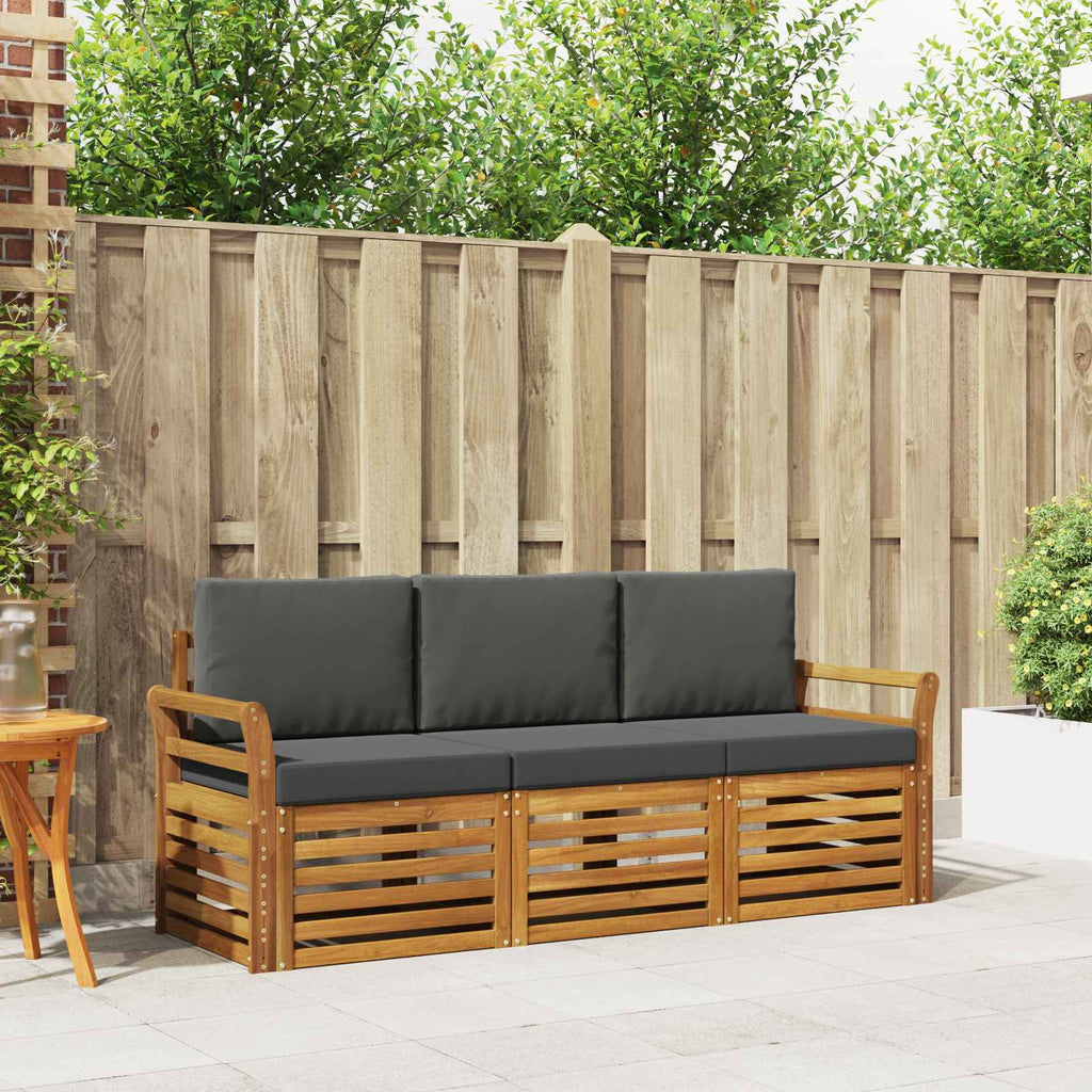 Sofagarnituren 3 pcs Natur und Anthrazit Massivholz Akazie