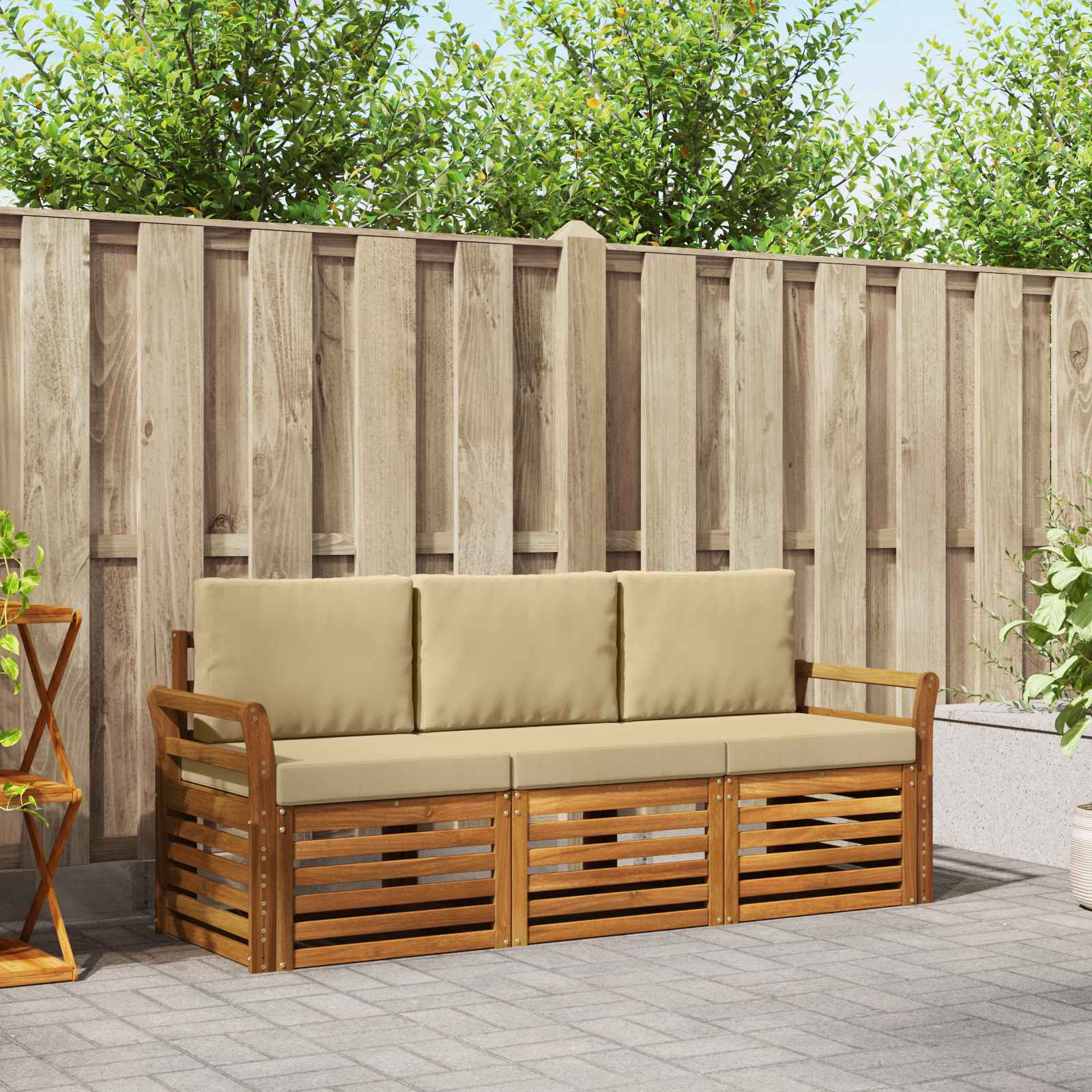 Sofagarnituren 3 pcs Natur und Beige Massivholz Akazie