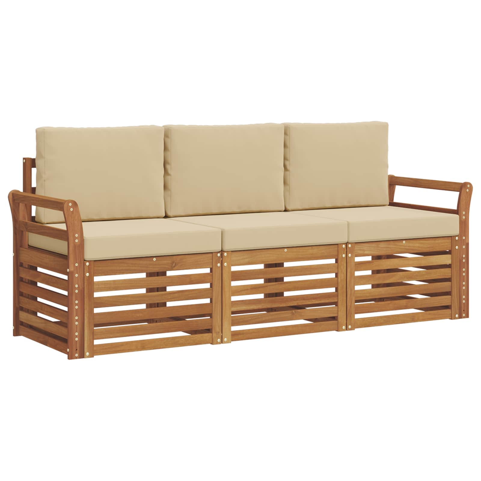 Sofagarnituren 3 pcs Natur und Beige Massivholz Akazie
