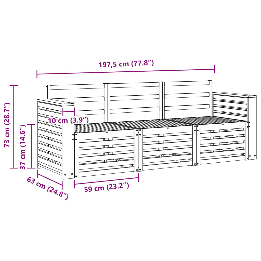 Sofagarnituren 3 pcs Natur Massivholz Akazie