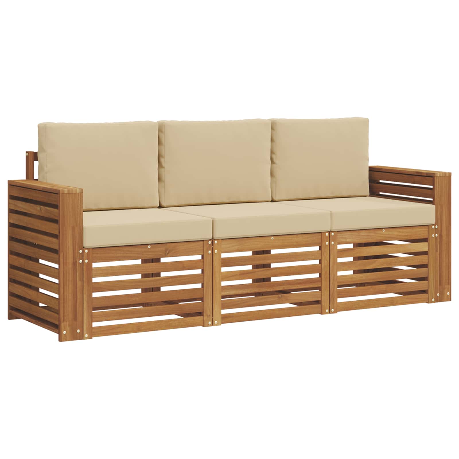 Sofagarnituren 3 pcs Natur und Beige Massivholz Akazie