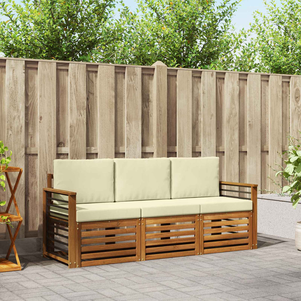 Sofagarnituren 3 pcs Natur und Creme Massivholz Akazie