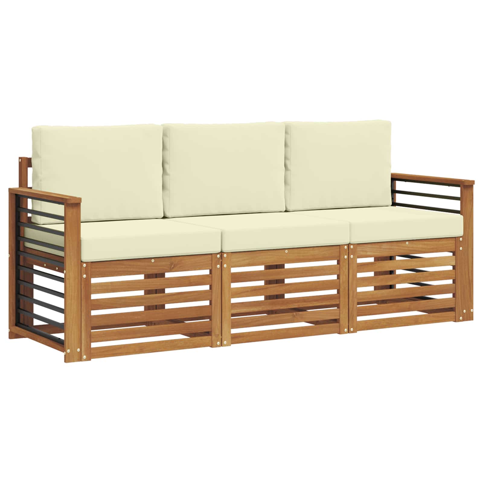 Sofagarnituren 3 pcs Natur und Creme Massivholz Akazie