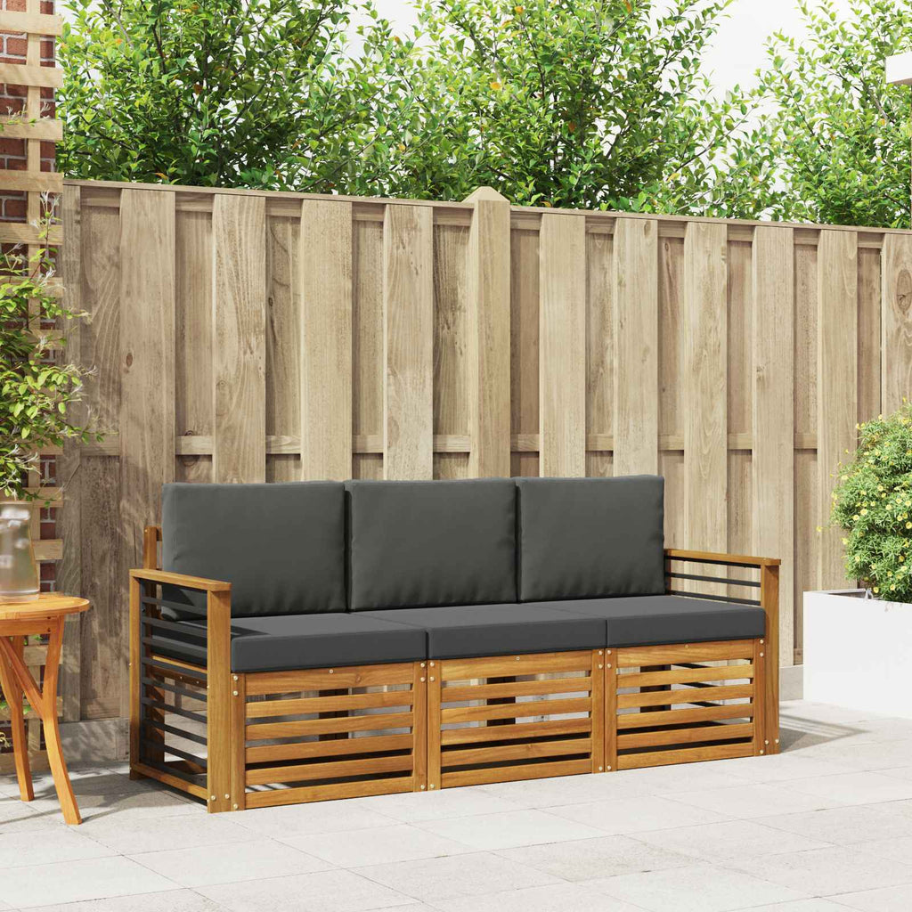 Sofagarnituren 3 pcs Natur und Anthrazit Massivholz Akazie