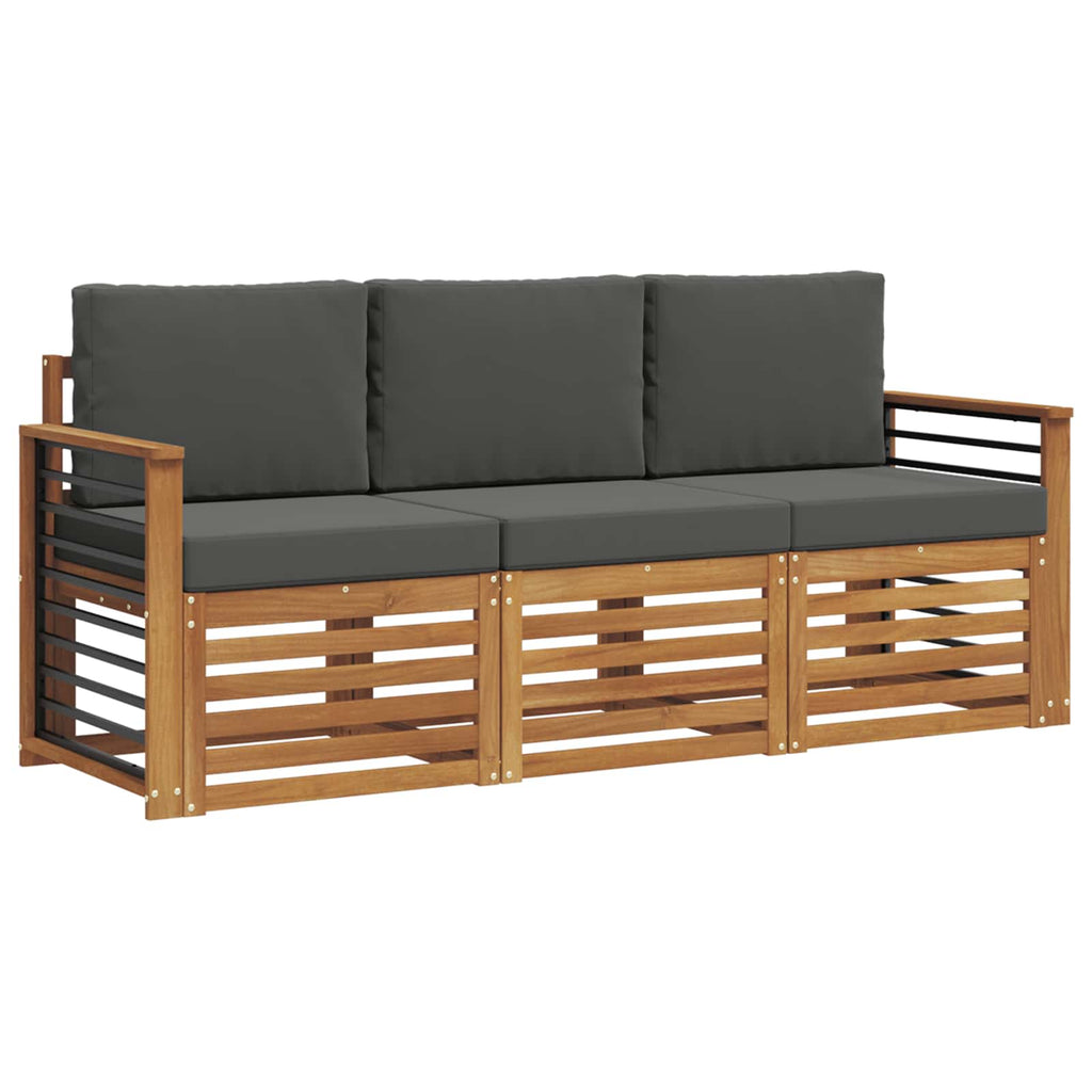 Sofagarnituren 3 pcs Natur und Anthrazit Massivholz Akazie