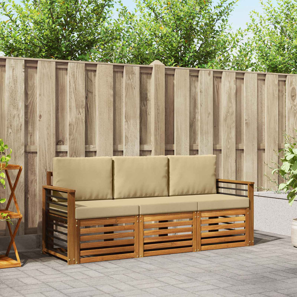 Sofagarnituren 3 pcs Natur und Beige Massivholz Akazie