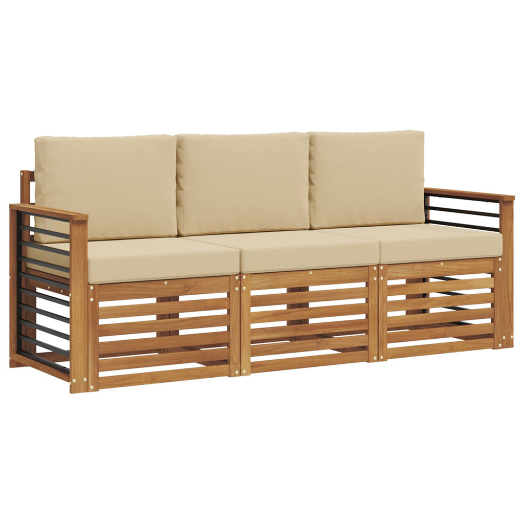 Sofagarnituren 3 pcs Natur und Beige Massivholz Akazie