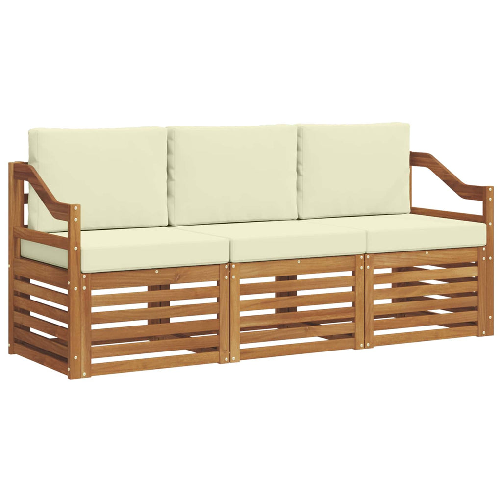 Sofagarnituren 3 pcs Natur und Creme Massivholz Akazie