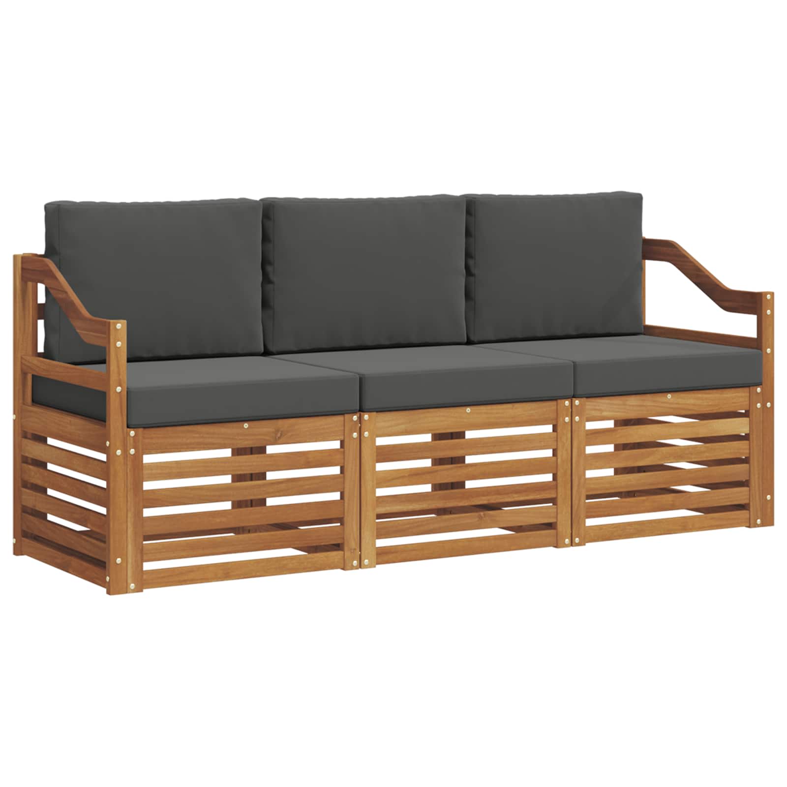 Sofagarnituren 3 pcs Natur und Anthrazit Massivholz Akazie