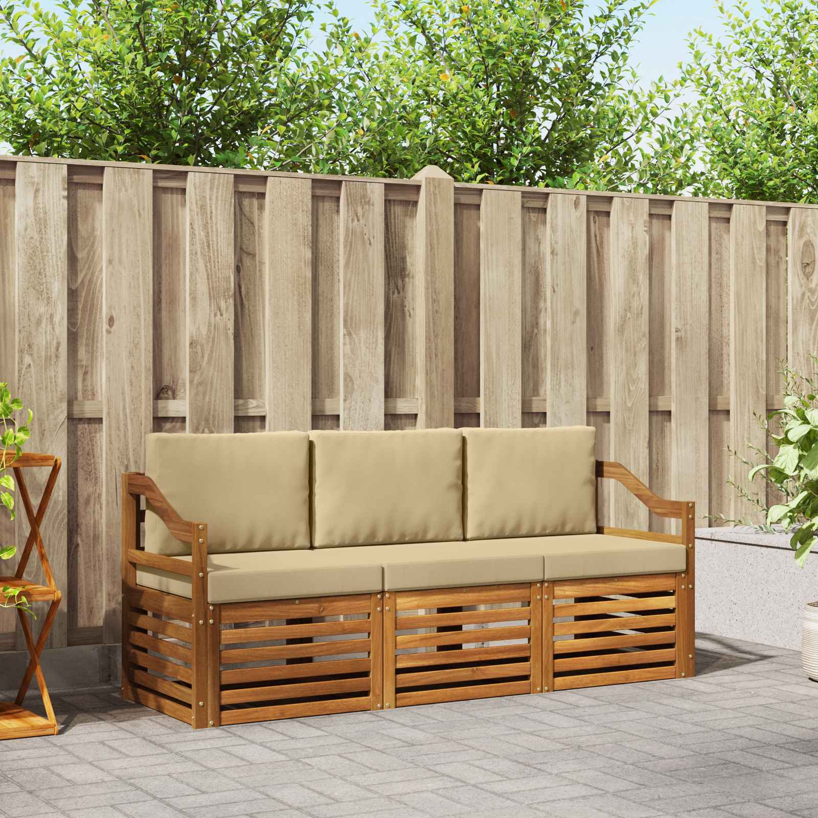 Sofagarnituren 3 pcs Natur und Beige Massivholz Akazie