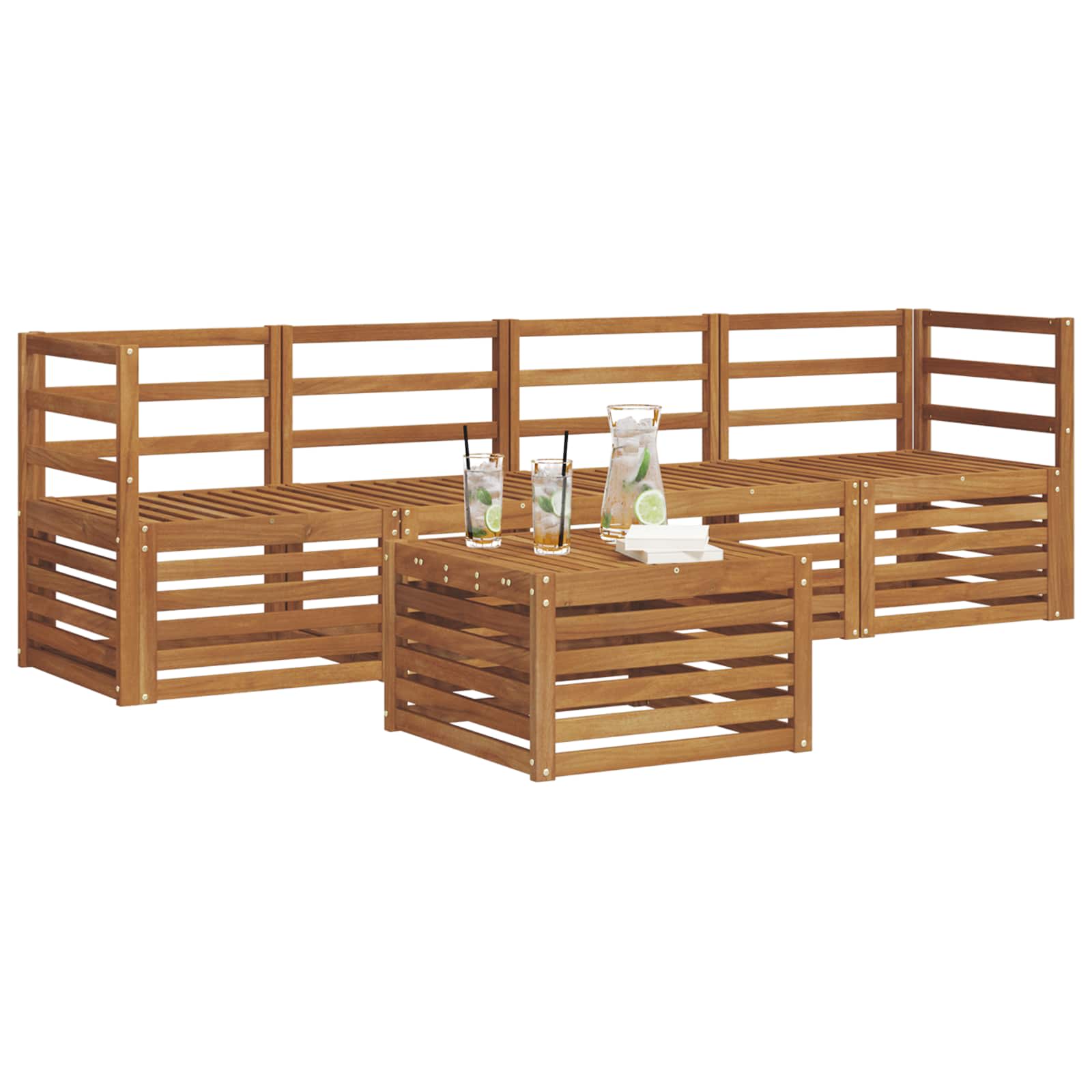 Sofagarnituren 5 pcs Natur Massivholz Akazie