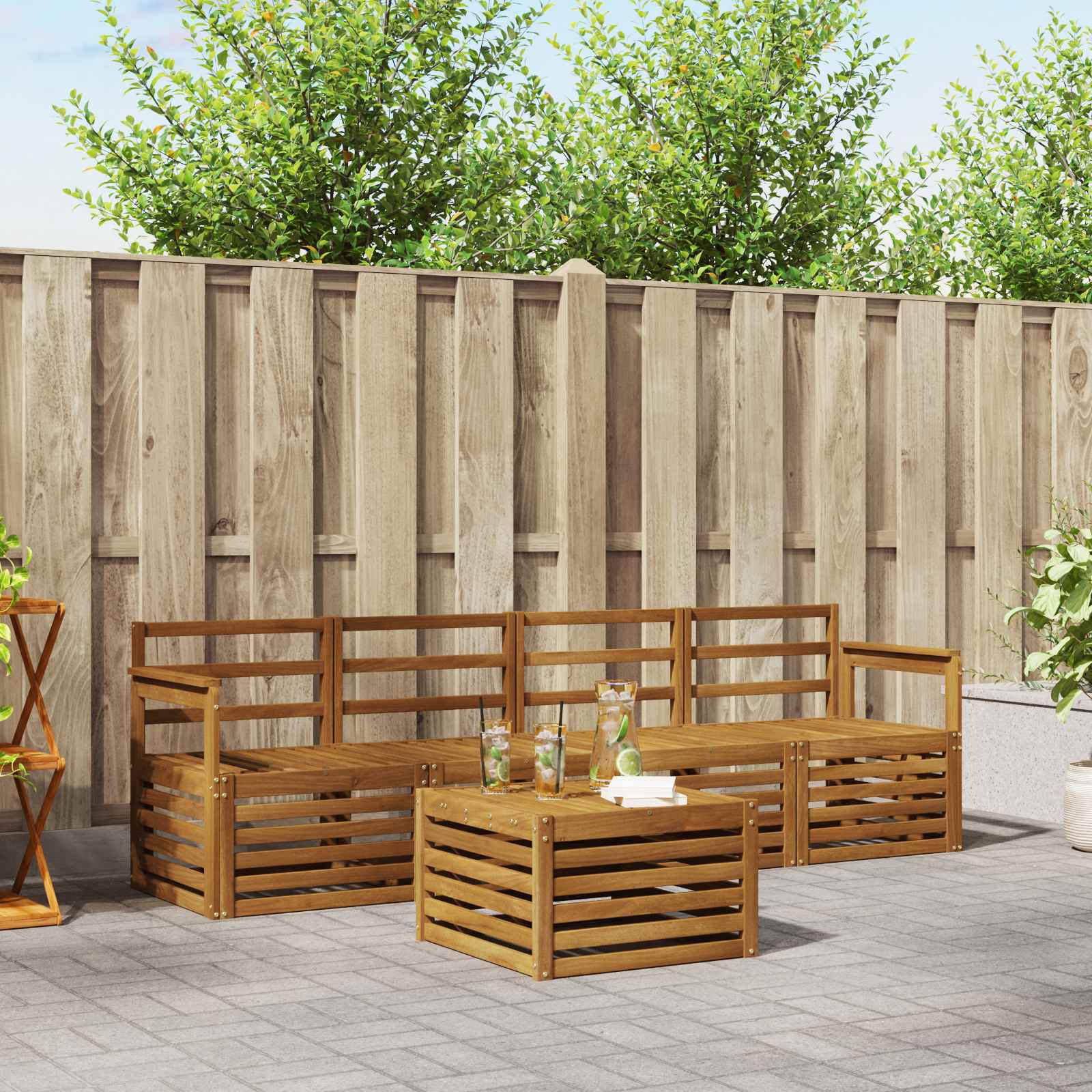 Sofagarnituren 5 pcs Natur Massivholz Akazie