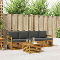 Outdoor-Sofagarnitur mit Kissen 5 pcs Natur und Anthrazit