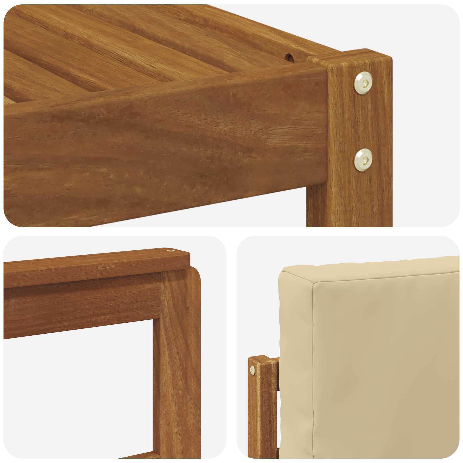 Outdoor-Sofagarnitur 5 pcs Natur und Beige Massivholz Akazie
