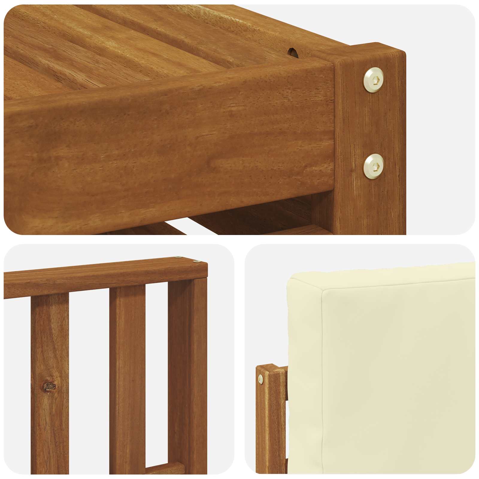Outdoor-Sofagarnitur 5 pcs Natur und Creme Massivholz Akazie