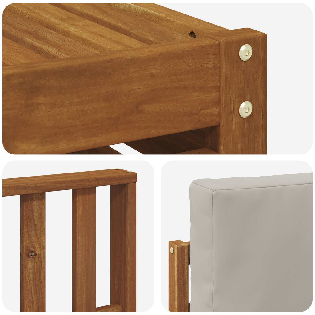 Outdoor-Sofagarnitur mit Kissen 5 pcs Natürlich und Hellgrau
