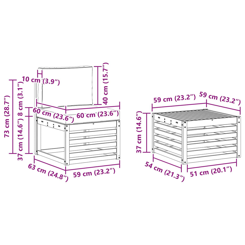 Outdoor-Sofagarnitur mit Kissen 5 pcs Natur und Anthrazit