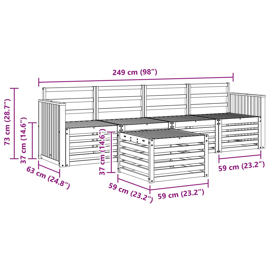 Sofagarnituren 5 pcs Natur Massivholz Akazie