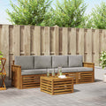 Outdoor-Sofagarnitur mit Kissen 5 pcs Natürlich und Hellgrau