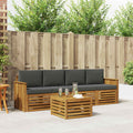 Outdoor-Sofagarnitur mit Kissen 5 pcs Natur und Anthrazit