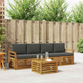 Outdoor-Sofagarnitur mit Kissen 5 pcs Natur und Anthrazit