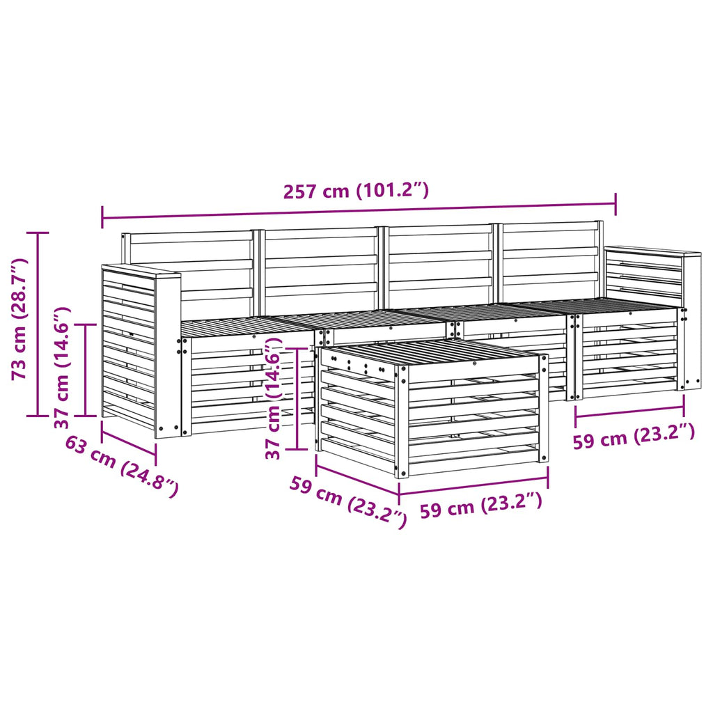 Sofagarnituren 5 pcs Natur Massivholz Akazie