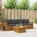 Outdoor-Sofagarnitur mit Kissen 5 pcs Natur und Anthrazit