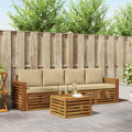 Outdoor-Sofagarnitur 5 pcs Natur und Beige Massivholz Akazie