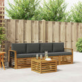 Outdoor-Sofagarnitur mit Kissen 5 pcs Natur und Anthrazit