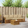 Outdoor-Sofagarnitur 5 pcs Natur und Beige Massivholz Akazie