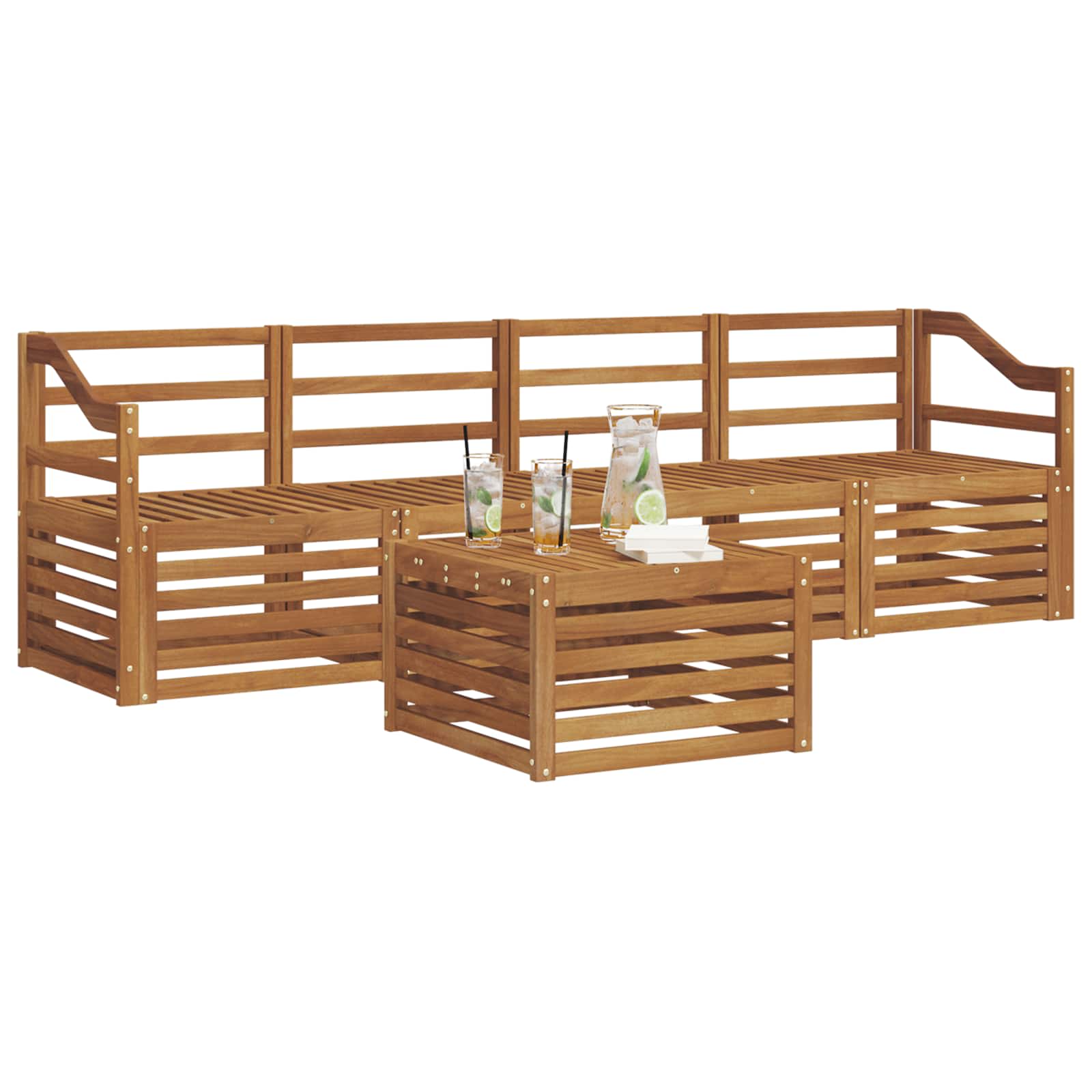 Sofagarnituren 5 pcs Natur Massivholz Akazie