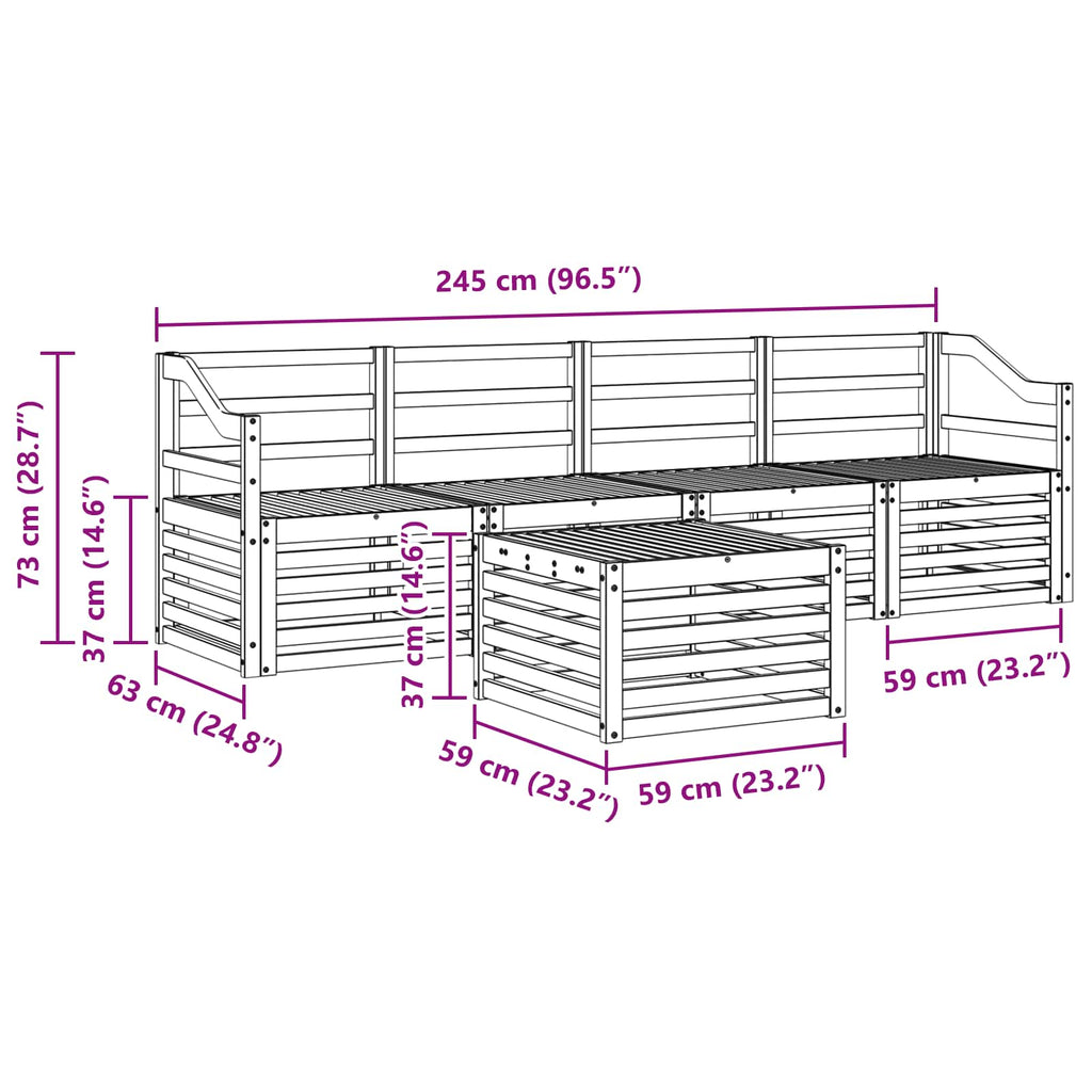 Sofagarnituren 5 pcs Natur Massivholz Akazie