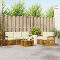 Sofagarnituren 6 pcs Natur und Creme Massivholz Akazie