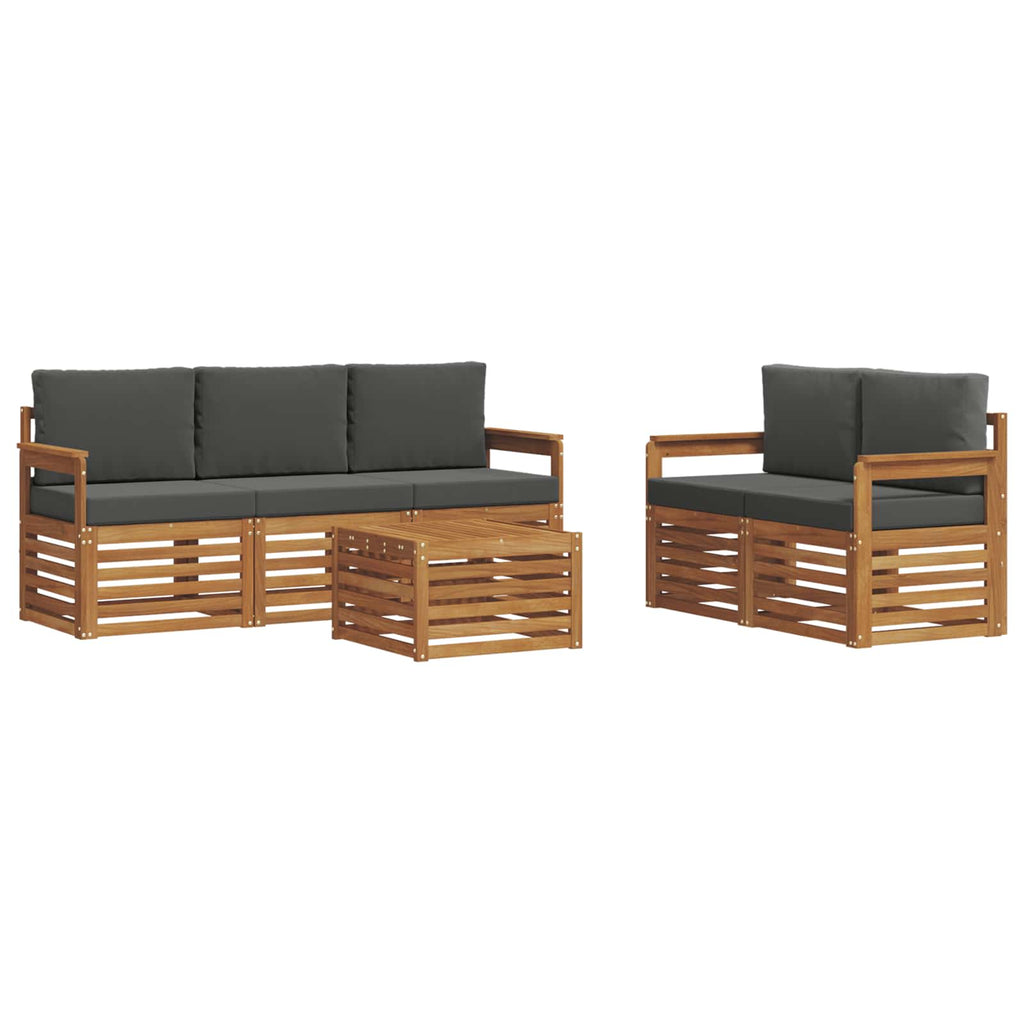 Sofagarnituren 6 pcs Natur und Anthrazit Massivholz Akazie