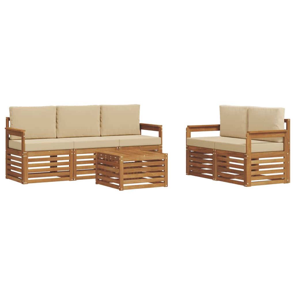 Sofagarnituren 6 pcs Natur und Beige Massivholz Akazie