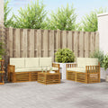 Sofagarnituren 6 pcs Natur und Creme Massivholz Akazie